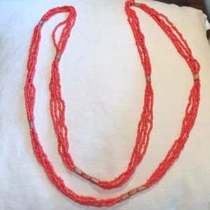 Coral beaded beach necklace